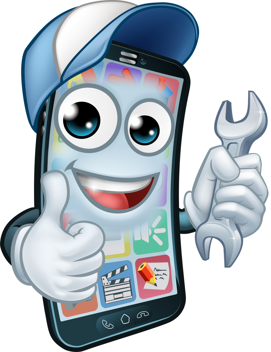 Mobile Phone Repair Spanner Thumbs up Cartoon