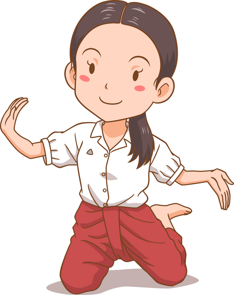 Cartoon character of Thai dance student.