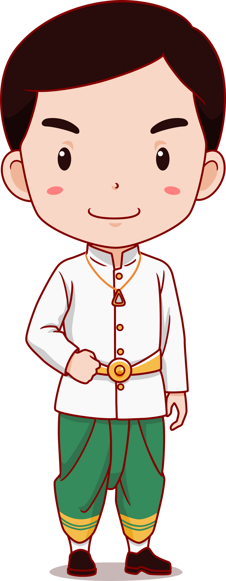 cartoon boy in Laos traditional costume.